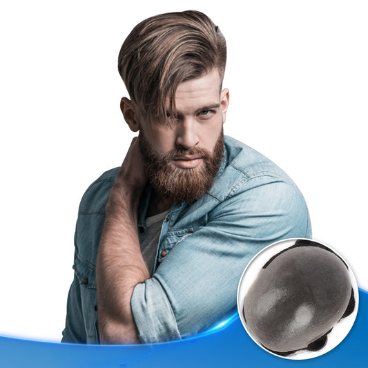 0.06-0.08mm Skin Hair Replacement Systems For Men Natural Looking Gray Toupee #1B10 - Yiyohair