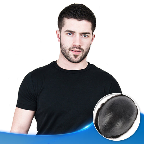 0.06-0.08mm Thin Skin Hair Replacement Systems Injected Most Natural Mens Toupee - Yiyohair