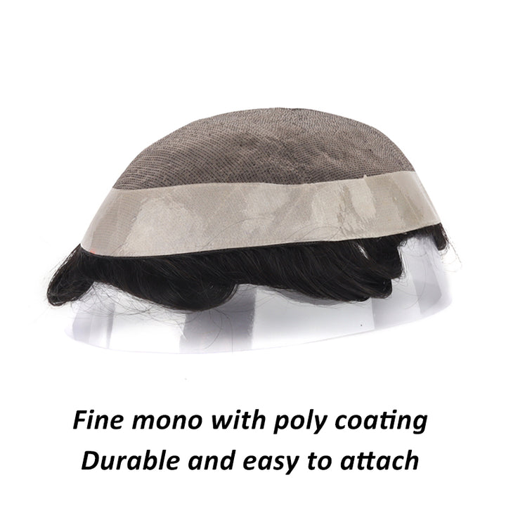 Most Durable Mens Toupee Fine Mono and Poly with Gauze Hair Replacement Systems Unit - Yiyohair