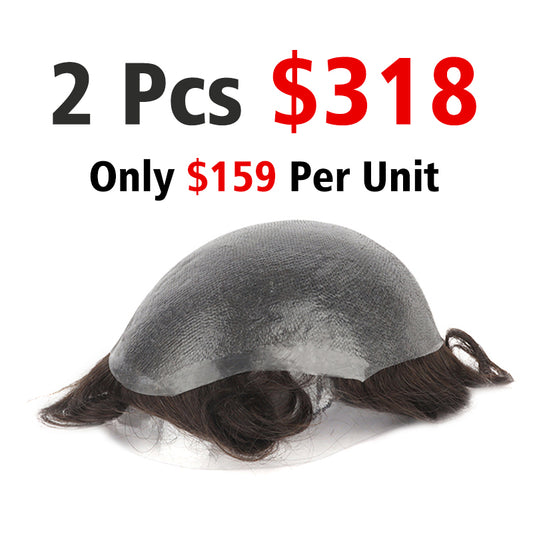 0.04-0.06mm Thin Skin V-looped Mens Hairpieces Set (Including 2 Pieces, $159 Per Unit)