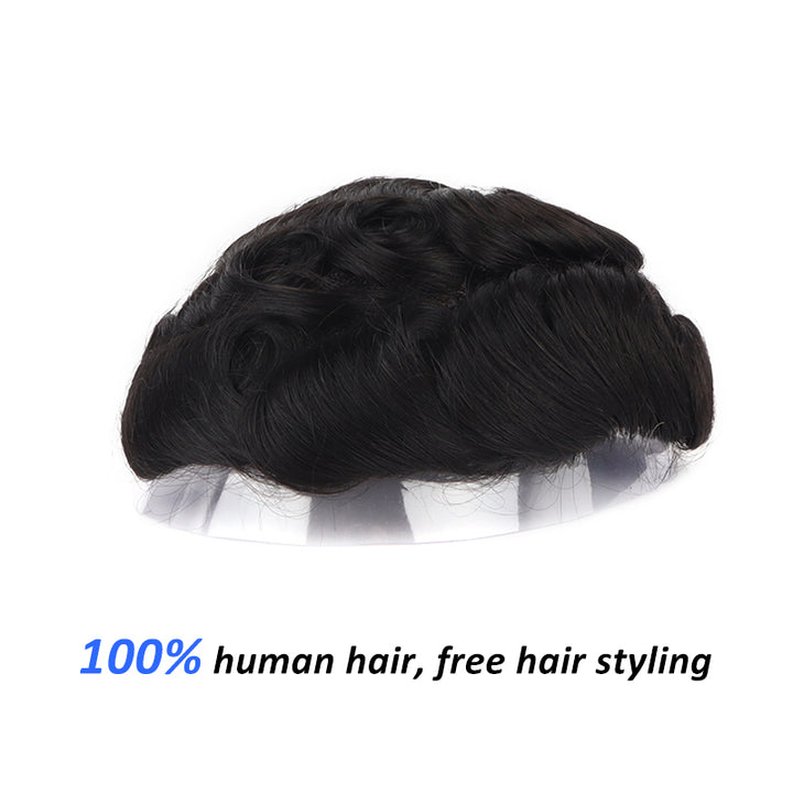Most Durable Mens Toupee Fine Mono and Poly with Gauze Hair Replacement Systems Unit - Yiyohair
