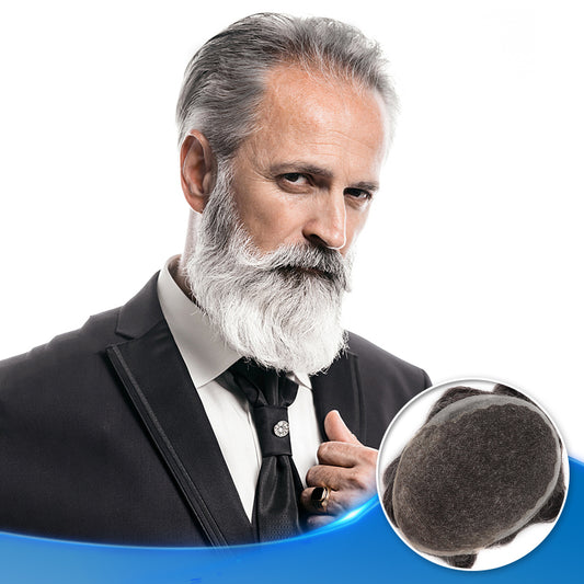 Gray Lace Front Hair System Front View - Yiyohair Men's Hair System