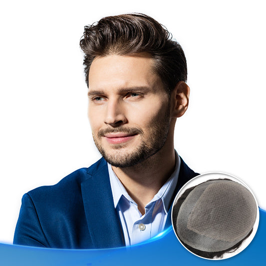 Silk Top Hair Pieces For Men Injected Thin Skin with French lace and Diamond Lace Toupee Hair Systems - Yiyohair