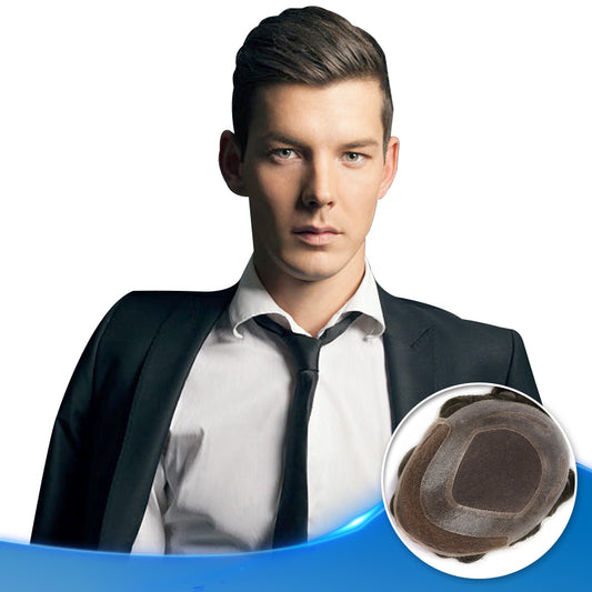 Mono Toupee For Men Lace Front and Poly with Gauze Breathable and Easy to Attach Hair Units #6 - Yiyohair