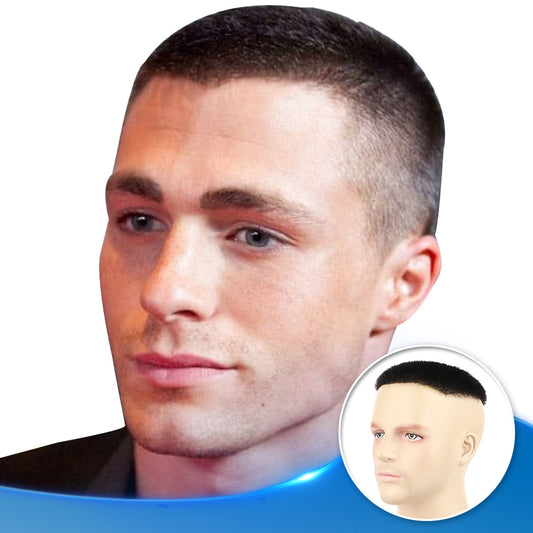 0.08-0.10mm Super Short Hair Replacement Systems For Men V-looped Clear Skin Base Toupees - Yiyohair
