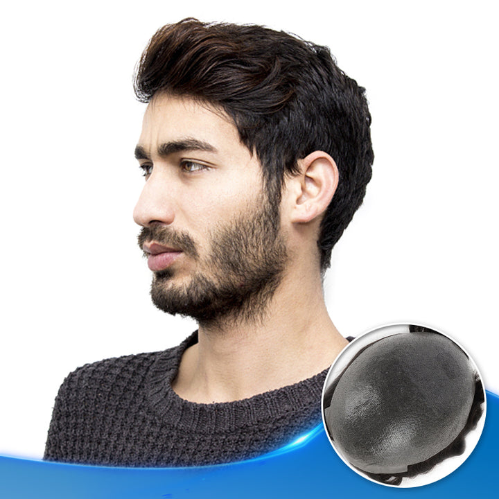 0.04-0.05mm Thin Skin Hair Replacement For Men Single Knot Toupee Hair Pieces - Yiyohair