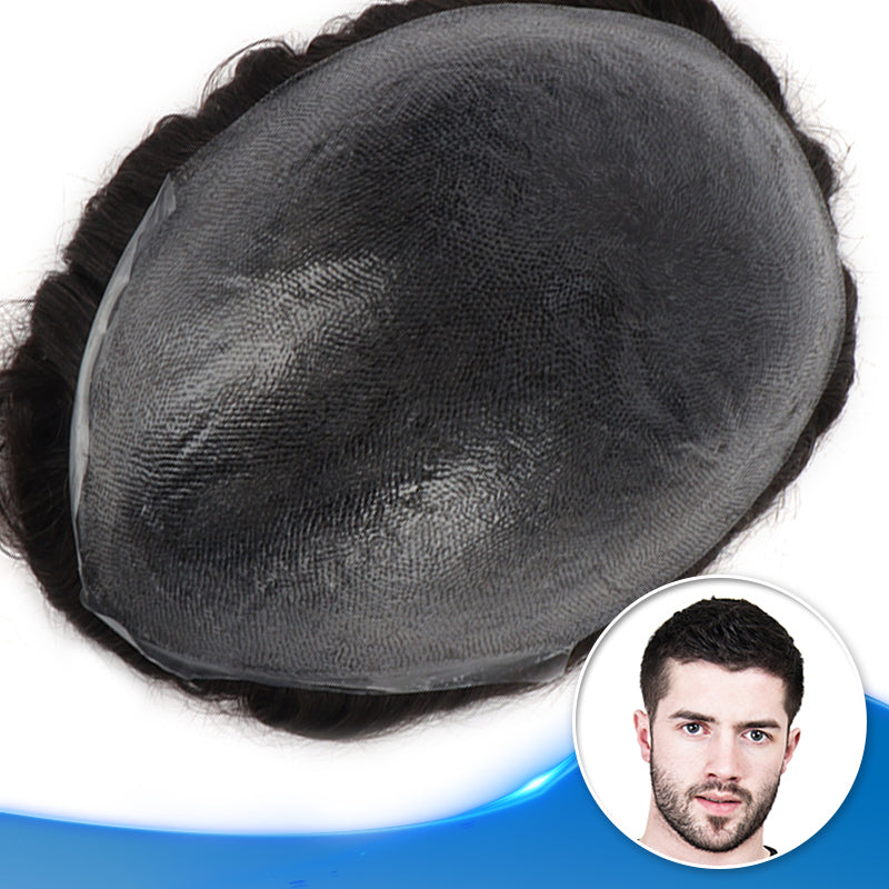 Injected Thin Skin Hair System (0.06-0.08mm) Top View - Yiyohair Men's Hair System