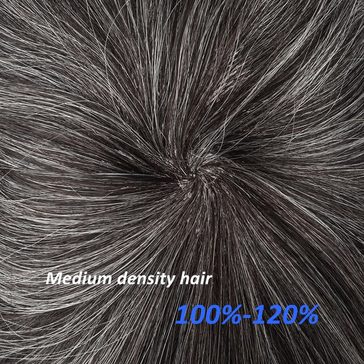 0.08-0.10mm Clear Poly Toupee For Men Injected Skin Truest Gray Hairpiece Unit #1B40