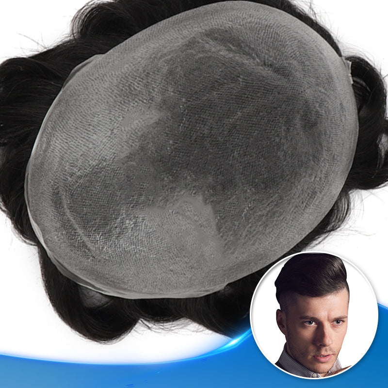 Ultra Thin Skin Hair System (0.02-0.04mm) Top View - Yiyohair Men's Hair System