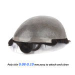Durable Skin Single Knot Hair System (0.08-0.10mm) Close-up Detail - Yiyohair Men's Hair System