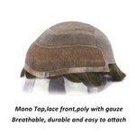 Lace Front + Mono + Poly Hair System Side View - Yiyohair Men's Hair System