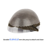 Thick Skin V-Looped Hair System (0.10-0.12mm) Side View - Yiyohair Men's Hair System