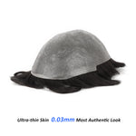 Ultra Thin Skin Hair System (0.02-0.04mm) Close-up Detail - Yiyohair Men's Hair System