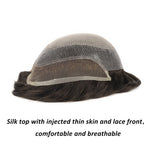 Injected Skin with French Lace Front Side View - Yiyohair Men's Hair System