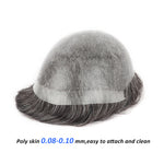 Injected Poly Skin Hair System (0.08-0.10mm) Close-up Detail - Yiyohair Men's Hair System