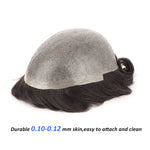 Thick Skin Single Knot Hair System (0.10-0.12mm) Side View - Yiyohair Men's Hair System