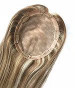 False Hair Full Silk Base Womens Hair Replacement Systems Popular Human Hair Toppers Front View - Yiyohair