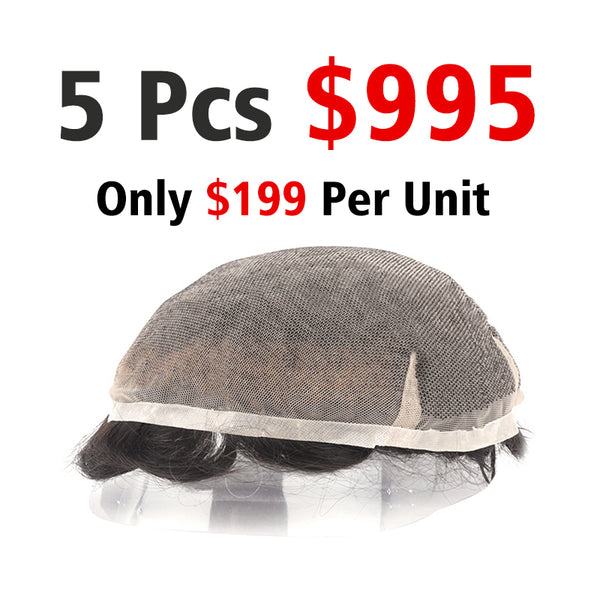 Full Lace Toupees For Men Soft and Breathable Hair Unit Set (Including 5 Pieces, $199 Per Unit)