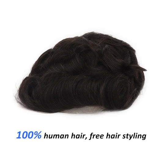 Q6 Popular Toupee For Men Lace Front and Poly with Gauze Hair Systems Set (Including 2 Pieces, $209 Per Unit)