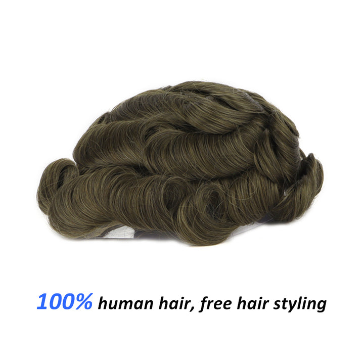 Mono Toupee For Men Lace Front and Poly with Gauze Breathable and Easy to Attach Hair Units #6 - Yiyohair