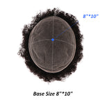 African American Mens Full lace Hairpieces Best Air Permeability 8mm Curl Toupee Hair Units Close Up Detail - Yiyohair