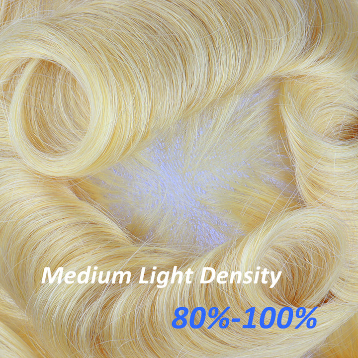 0.02-0.04mm Ultra-thin Skin Toupee For Men Most Fashionable Blond Hair Replacement Systems #613