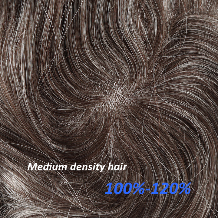0.10-0.12mm Skin Hair Systems For Men Single Knot Durable Clear Poly Gray Toupee #440 - Yiyohair