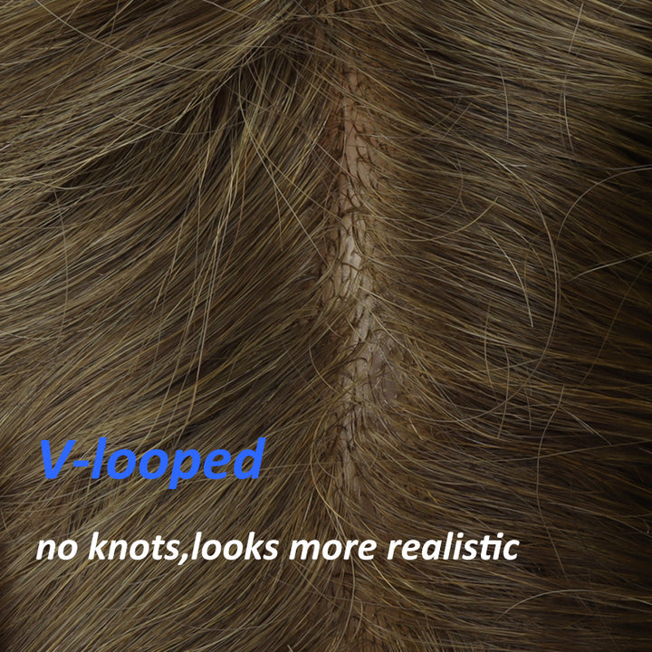 0.10-0.12mm Thick Skin Hair Pieces For Men Human Hair V-looped Toupee #7 - Yiyohair