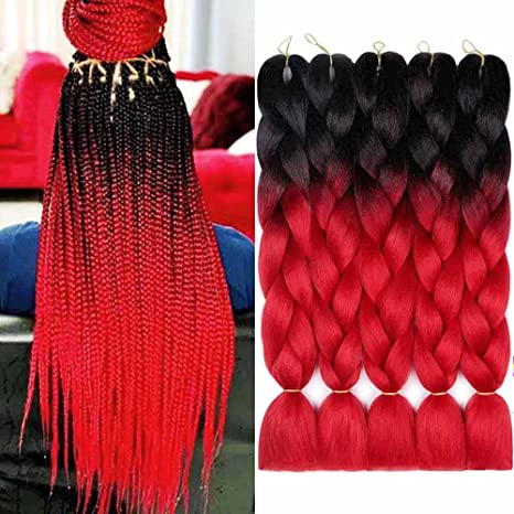 YiYo Ombre Synthetic Braiding Hair 5pcs Synthetic Afro Jumbo Braiding Hair Extensions 24 Inch 2 Tone