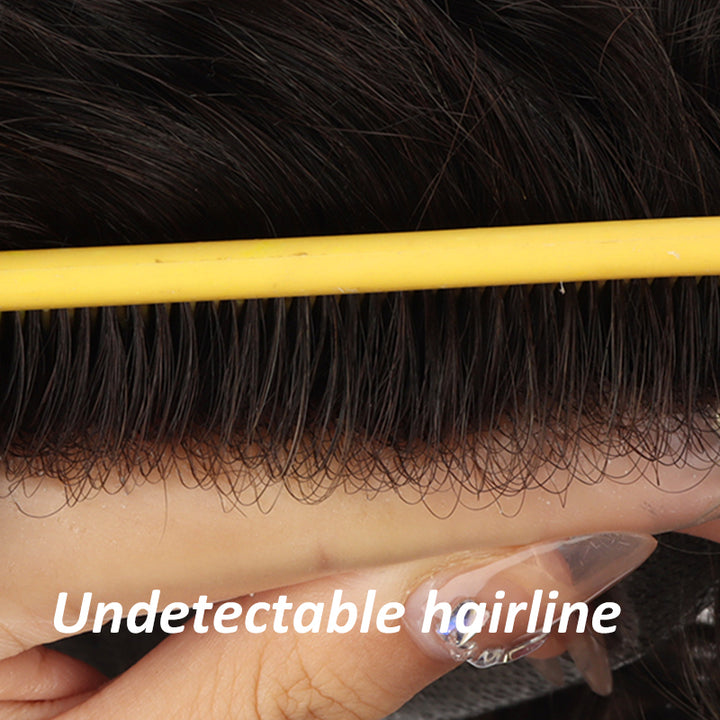 0.04-0.05mm Thin Skin Hair Replacement For Men Single Knot Toupee Hair Pieces - Yiyohair