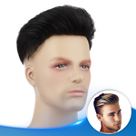 Thin Skin V-Looped Hair System (0.04-0.06mm) Top View - Yiyohair Men's Hair System