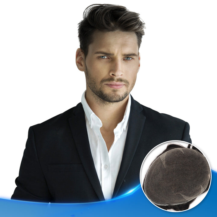 Stock Full French Lace Toupee Hair Pieces For Men Most Authentic Looking Hair Unit - Yiyohair