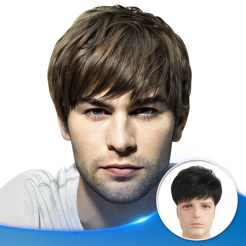 Thin Skin V-Looped Hair System (0.06-0.08mm) Front View - Yiyohair Men's Hair System