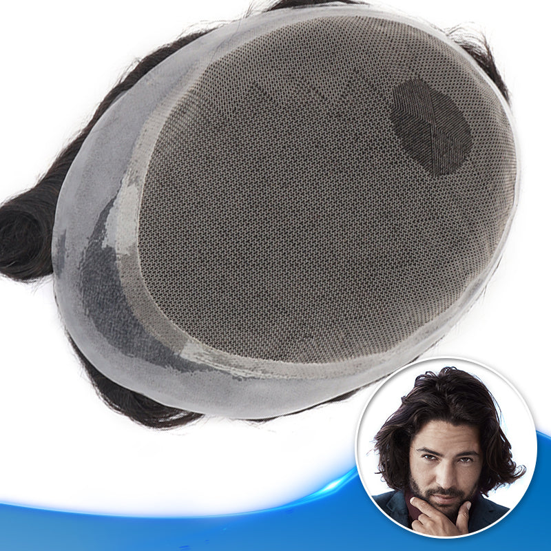Classic Lace Hair System Top View - Yiyohair Men's Hair System