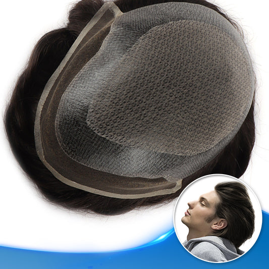 Injected Skin with French Lace Front Top View - Yiyohair Men's Hair System