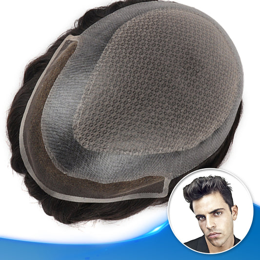 Silk Top Hair System with French Lace Front Top View - Yiyohair Men's Hair System