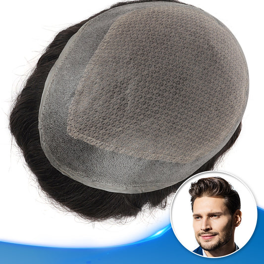 Silk Top Hair System with Diamond Lace Top View - Yiyohair Men's Hair System