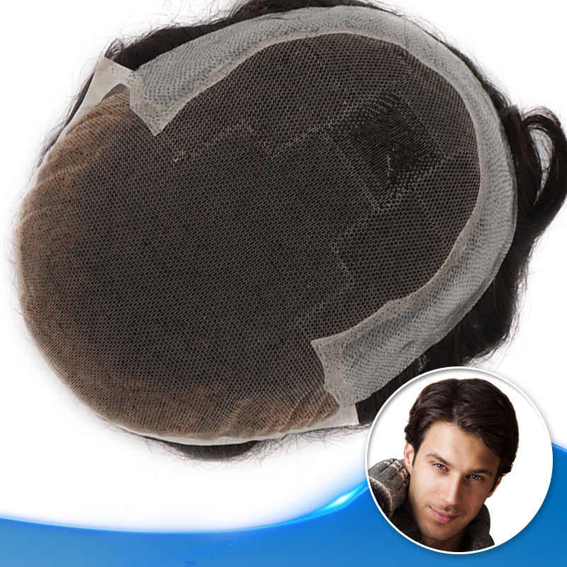 Q6 Lace Front Hair System Top View - Yiyohair Men's Hair System