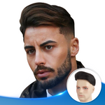 Poly Skin V-Looped Hair System (0.08-0.10mm) Front View - Yiyohair Men's Hair System