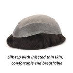 Silk Top Hair System with Diamond Lace Side View - Yiyohair Men's Hair System