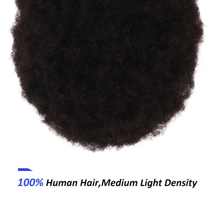 Afro Curl 4mm Toupee For Men Natural Looking Full Lace Human Hair Replacement Systems - Yiyohair