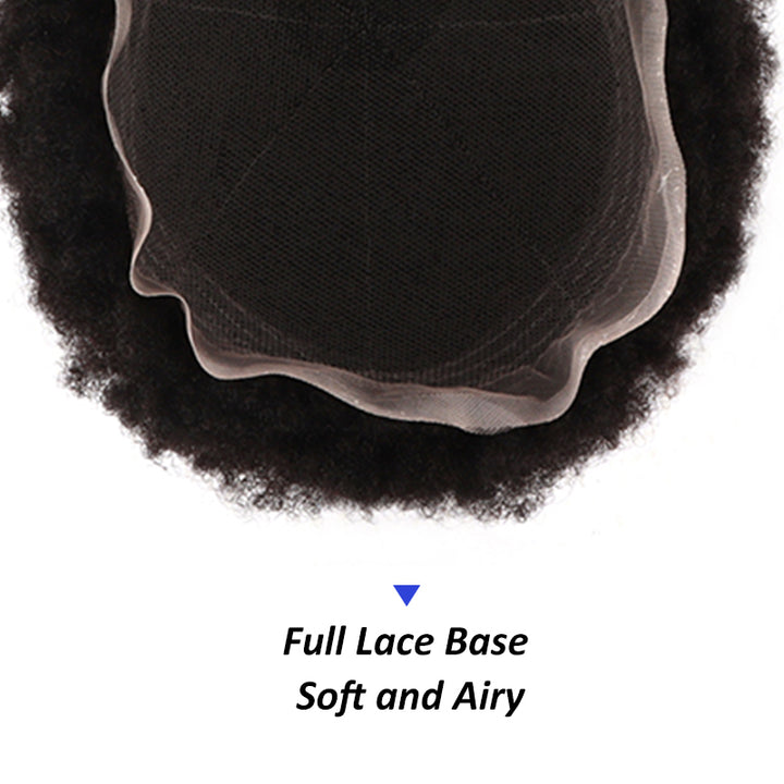 Afro Curl 4mm Toupee For Men Natural Looking Full Lace Human Hair Replacement Systems - Yiyohair