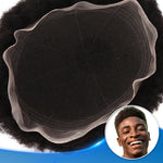 Afro Curl 4mm Toupee For Men Natural Looking Full Lace Human Hair Replacement Systems Front View - Yiyohair