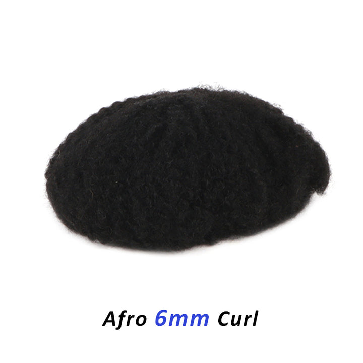 Full Lace Hair Systems For Afro Men Most Comfortable 6mm Curl Human Hair Toupee Airy Units - Yiyohair