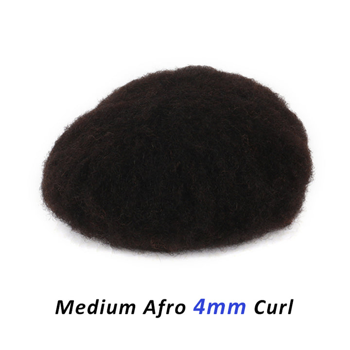 Afro Toupee For Men 4mm Curl Easy to Clean and Attach Clear Poly Skin Hair Systems - Yiyohair